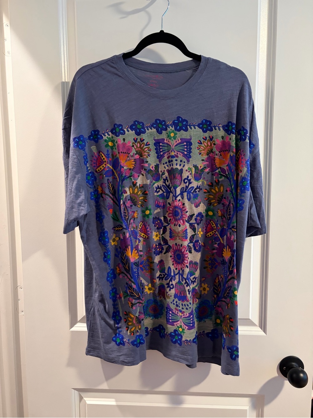 Natural Life OS Over-Sized Tee Floral Short Sleeve Shirt NWOT